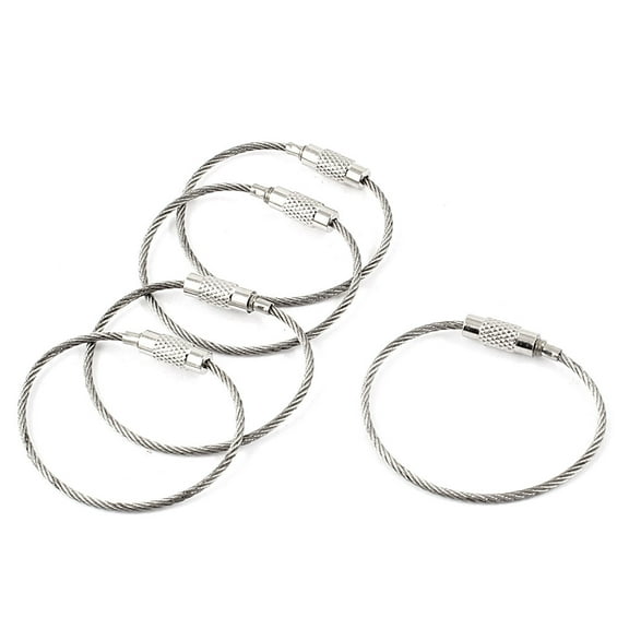 5 Pcs 1.5mm Diameter Flexible Stainless Steel Wire Ring Rope Cable 11cm Long