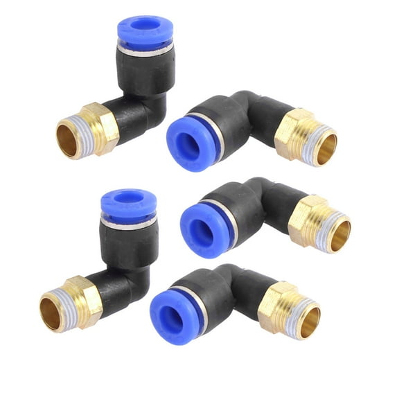 5 Pcs 1/8BSP Male to 6mm Tube Elbow Connectors Quick Connect Fittings PL6-01