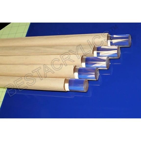 5 Pcs 1 DIAMETER 12 INCH LONG CLEAR ACRYLIC PLEXIGLASS PLASTIC LUCITE ROD