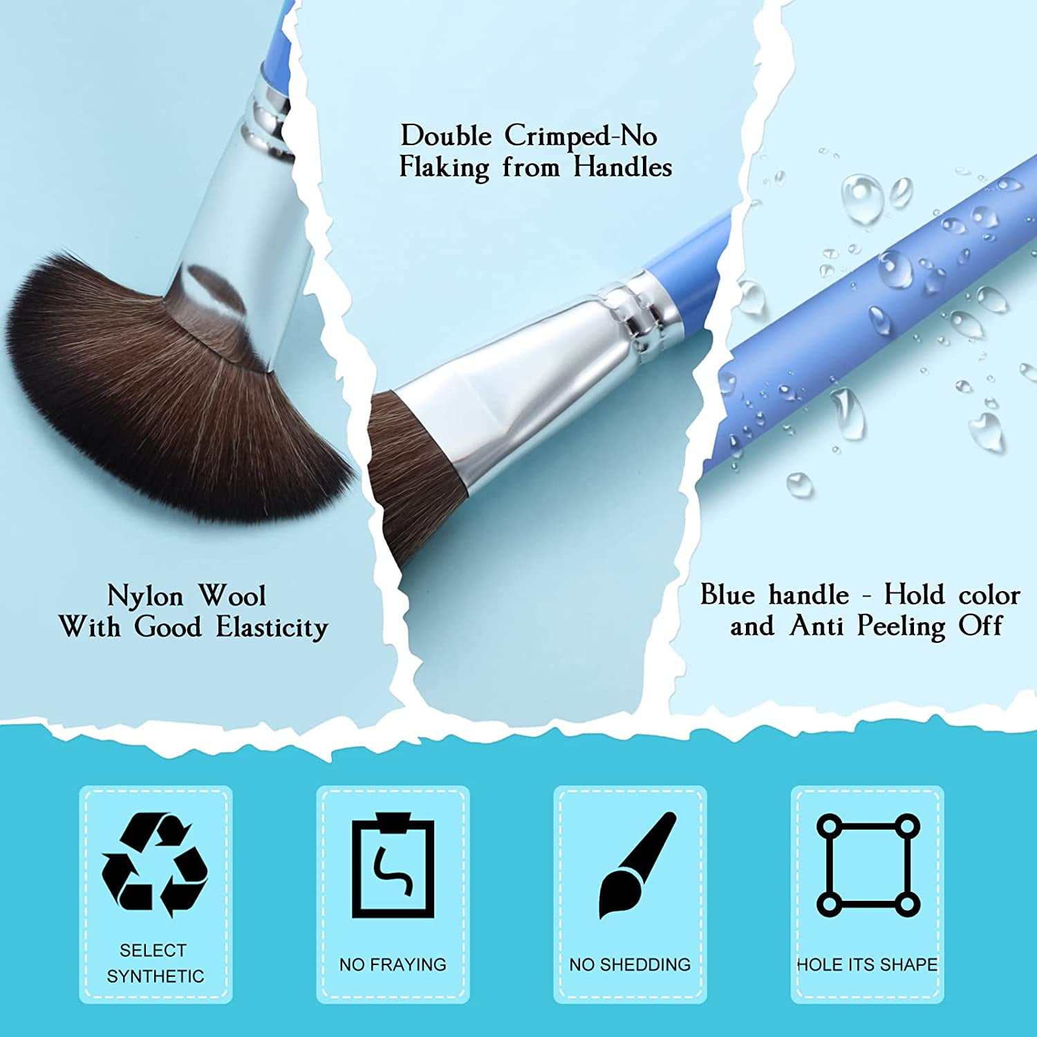 5 Pcs 1 Inch Mop Paint Brushes Mop Brush For Acrylic Painting Oval