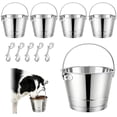 thumbnail image 1 of 5 Pcs 1 Quart Hanging Dog Bowls Stainless Steel Bbucket Flat Metal Bucket with Handle,Small Metal Bucket for Kennel Dog Water Buckets Cats Cages Pet Food Container, 1 of 7