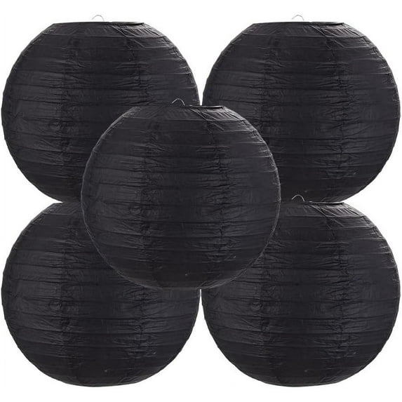 5 Pcs 10 Inch Paper Lanterns Large Chinese Moon Paper Round Lamp Japanese Hanging Lantern for Wedding Bridal Shower Decoration Anniversary Birthday Party Supplies