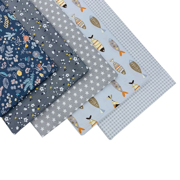5 Pcs 10" X 10" Cotton Craft Fabric Bundle,Floral Dot Pattern Squares Fabric for Patchwork Diy Sewing Scrapbooking Quilting(Light Ashy)