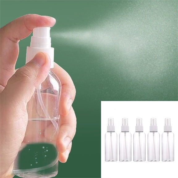 5 Pcs 100ml Refillable Fine Mist Spray Bottle Clear Plastic Bottles with Atomizer Pumps for Travel Beauty Makeup