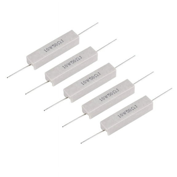 5 Pcs 10W 50 Ohm 5% Ceramic Cement Power Resistor 10 Watt