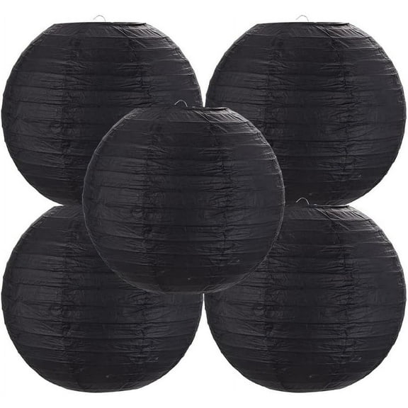 5 Pcs 12 Inch Paper Lanterns Large Chinese Moon Paper Round Lamp Japanese Hanging Lantern for Wedding Bridal Shower Decoration Anniversary Birthday Party Supplies