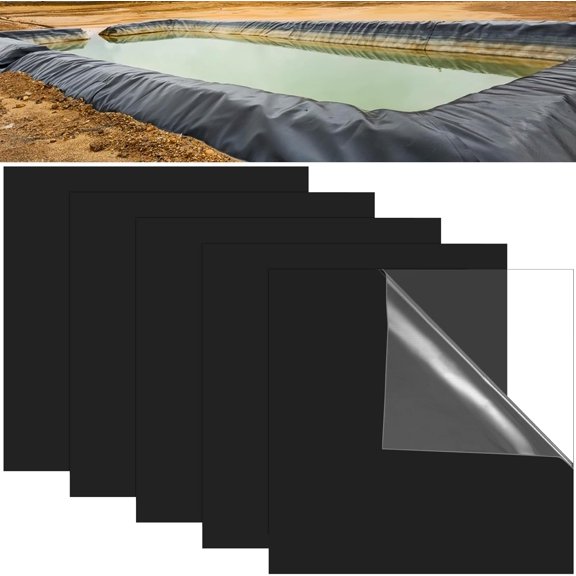 5 Pcs 12 x 12 Inches Large Pond Liner Repair Patch Self-Adhesive EPDM Liner Repair Patch Kit Thickened EPDM Pond Liner Seam for Garden Pond Patch Cover Liner Repair