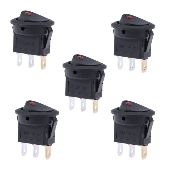 OFFIGAM 12V LED Reset Push Button ABS Plastic 5Pcs for Headlights Control in Motorcycles