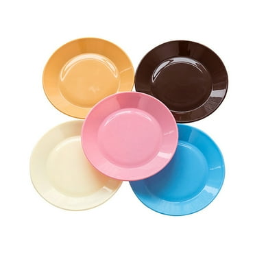5 Pcs 13CM Round Flat Plates Plastic Dessert Appetizer Plates Snack Fruit Candy Nut Trays (Random Color)
