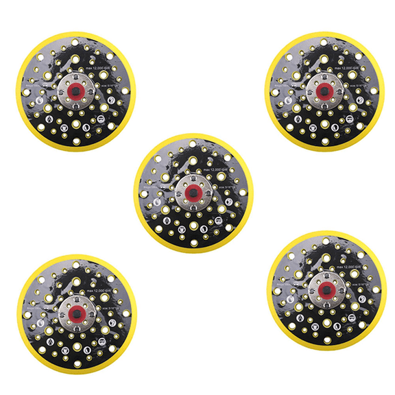 5 Pcs 150mm 5/16 Thread 52 Hole Medium Density Random Orbital Sander Hook & Loop Backing Pad Compatible with CEROS,5 * 150mm Medium Density Polyurethane Orbital Sander Backing Pad,Yellow