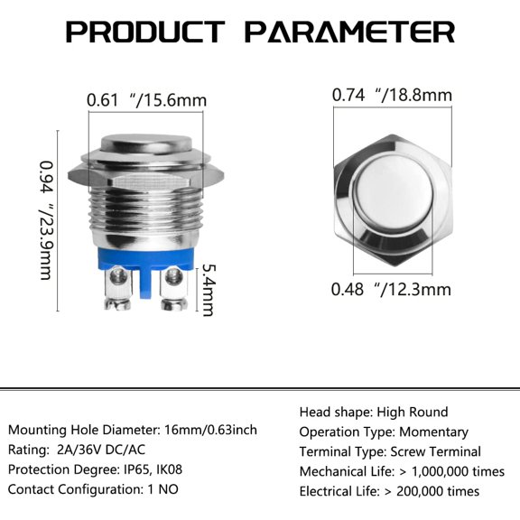 Waterproof Button Waterproof Pushbutton Switches for Home Improvement