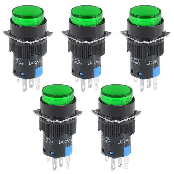 5 Pcs 16mm Momentary Push Button Switch Round Button 1 NO 1 NC