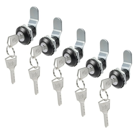 5 Pcs 19mm Cylinder Length Zinc Alloy Chrome Plated Cam Lock w Keys, Keyed Alike