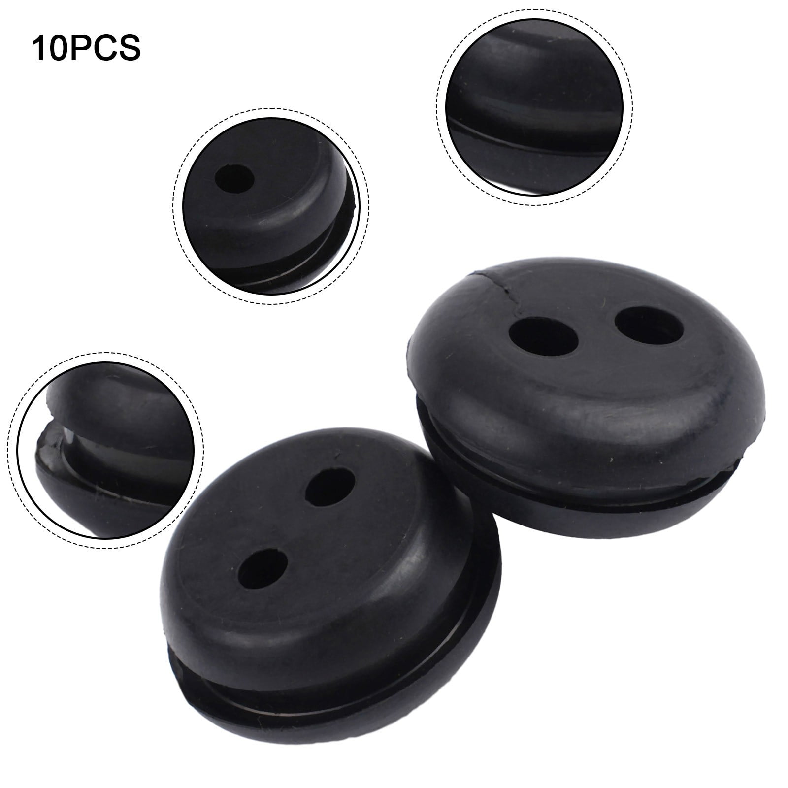 5 Pcs 2Hole Black Rubber Fuel Gas Tank Line Grommet for Home Trimmer