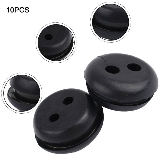 5 Pcs 2Hole Black Rubber Fuel Gas Tank Line Grommet for Home Trimmer Lawn Mower