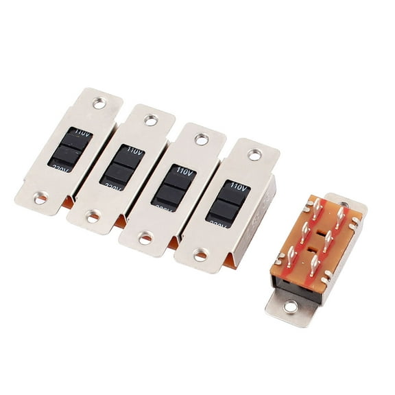 5 Pcs 2 Position DPDT 6 Pin 3A/15A 125V/250V Slide Switch