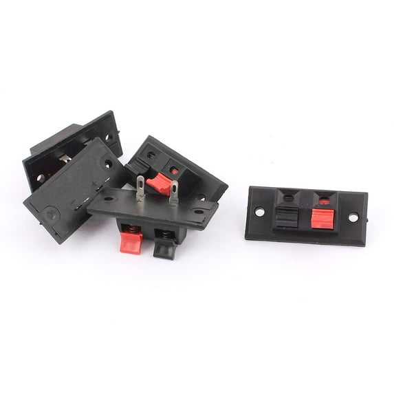 5 Pcs 2 Terminals Spring Push Type Speaker Audio Terminal Board Connector Black