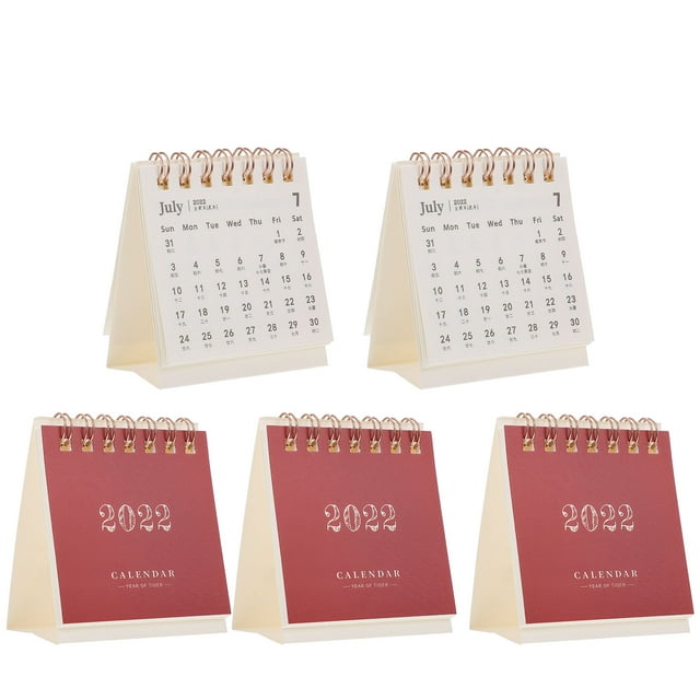 5 Pcs 2022 Desk Calendar Desktop Calendars Diary 2025 Daily Pad Cute