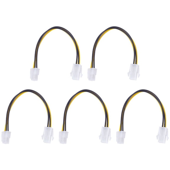 5 Pcs 20CM/8Inch 12V 4 Pin Male to 4 Pin P4 Female CPU Power Supply Extension Cable