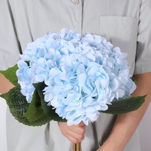 5 Pcs 21 Inch Real Touch Artificial Blue Hydrangea Floral Stems-blue-