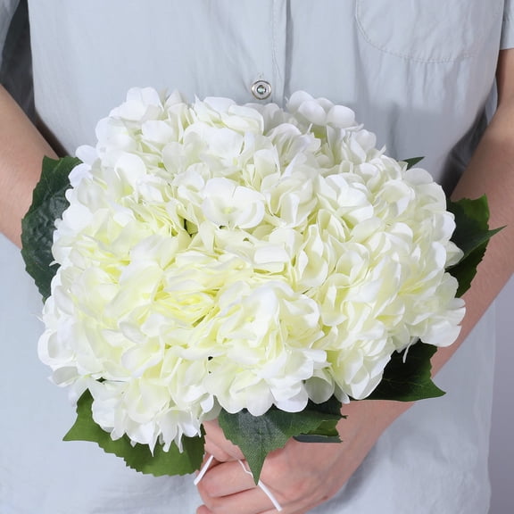 5 Pcs 21 Inch Real Touch Artificial Blue Hydrangea Floral Stems-white-