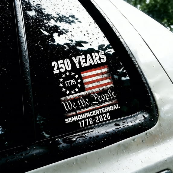 5 Pcs 250th Anniversary Sticker for Car Window Decal American Flag Design "250 YEARS We the People" Text 1776-2026 Date Range Vehicle Patriotic Display