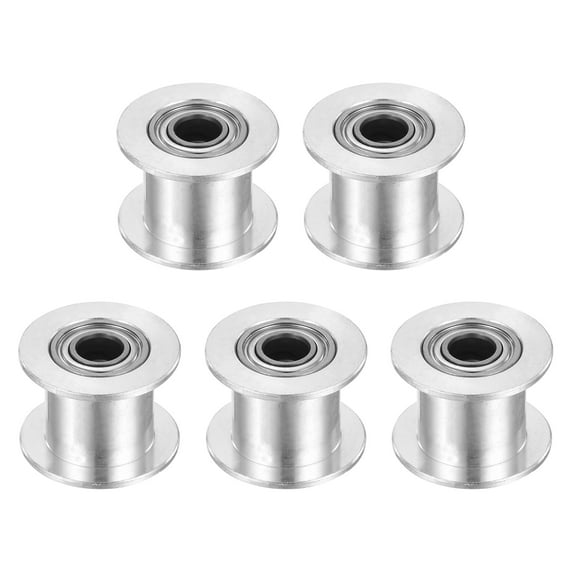 5 Pcs 2GT Idler Pulley Toothless 5mm Bore for 10mm Width Belt Silver