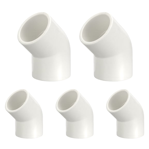 5 Pcs 3/4" 45 Degree Elbow PVC Pipe Fitting, Furniture Build Grade Schedule 40 Pipe Corner Connector Socket Elbow PVC Corner Adapter for Water Line Plumbing & Irrigation, White