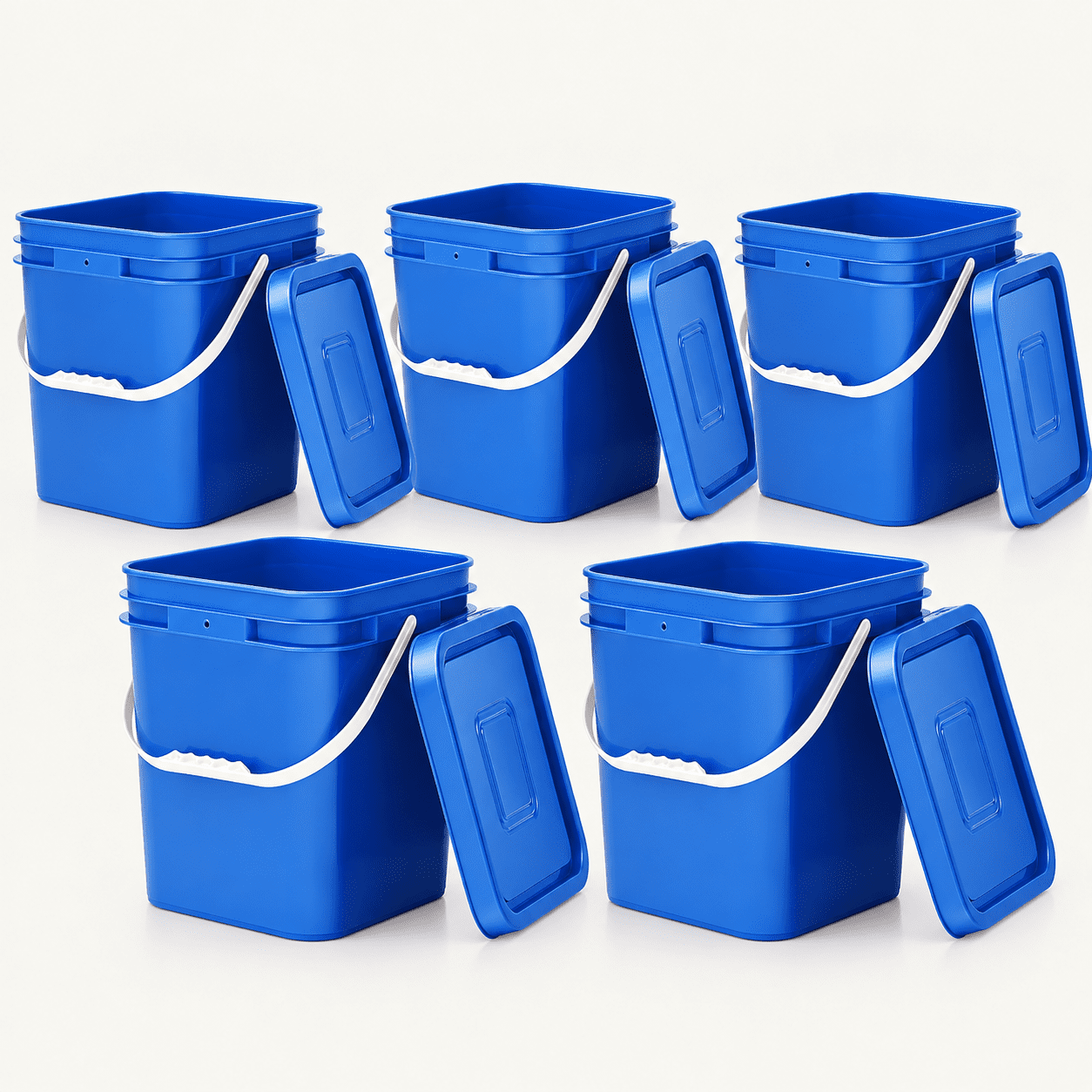 Grtading Bucket 5 Pcs 3.5 Gallon Square Food Grade Bucket with Lid, Blue - Walmart.com