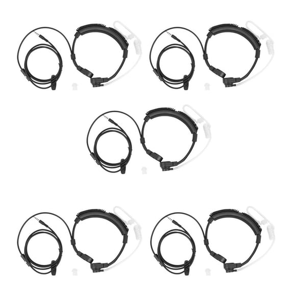 5 Pcs 3.5mm Plug -Throat Microphone Earphone Covert Adjustable Covert Air Tube Headset with Mic for Smartphones