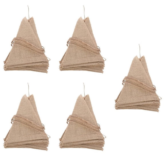 5 Pcs 3.7M Rustic Hessian Burlap Lace Bunting Shabby Chic Wedding Banner
