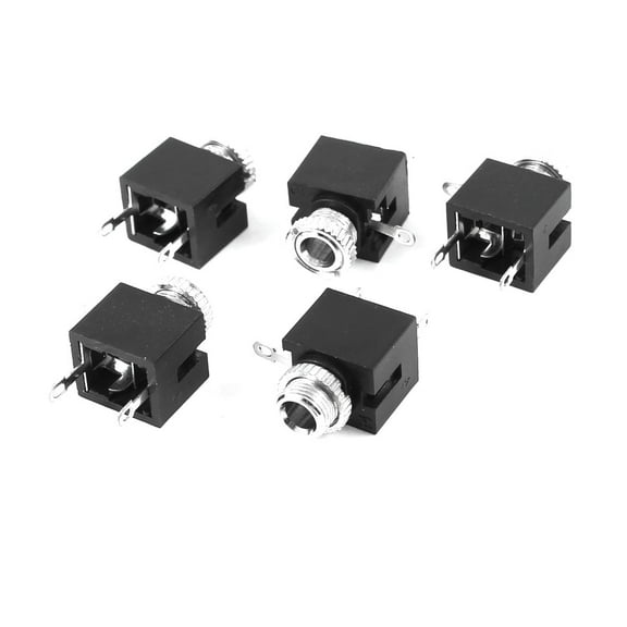 5 Pcs 3 Terminals PCB Mount 3.5mm Female Audio Mono Jacks Connectors Socket