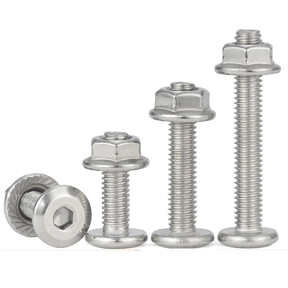 5 Pcs 304 Stainless Steel Large Flat Head Hex Socket Set Screws for Machining Fittings M6x55mm.