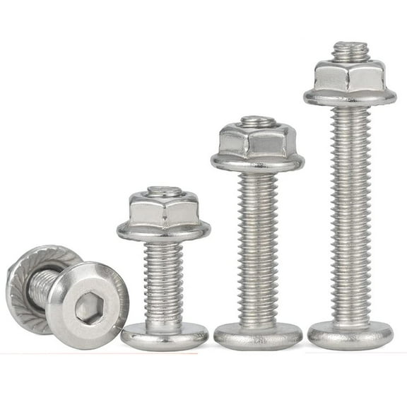 5 Pcs 304 Stainless Steel Large Flat Head Hex Socket Set Screws for Machining Fittings M6x55mm.