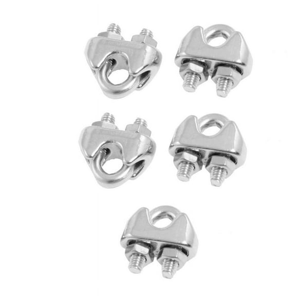 5 Pcs 304 Stainless Steel Saddle Clamp Cable Clip for 3/25" 3mm Wire Rope,5 x Wire Rope Clip,Silver