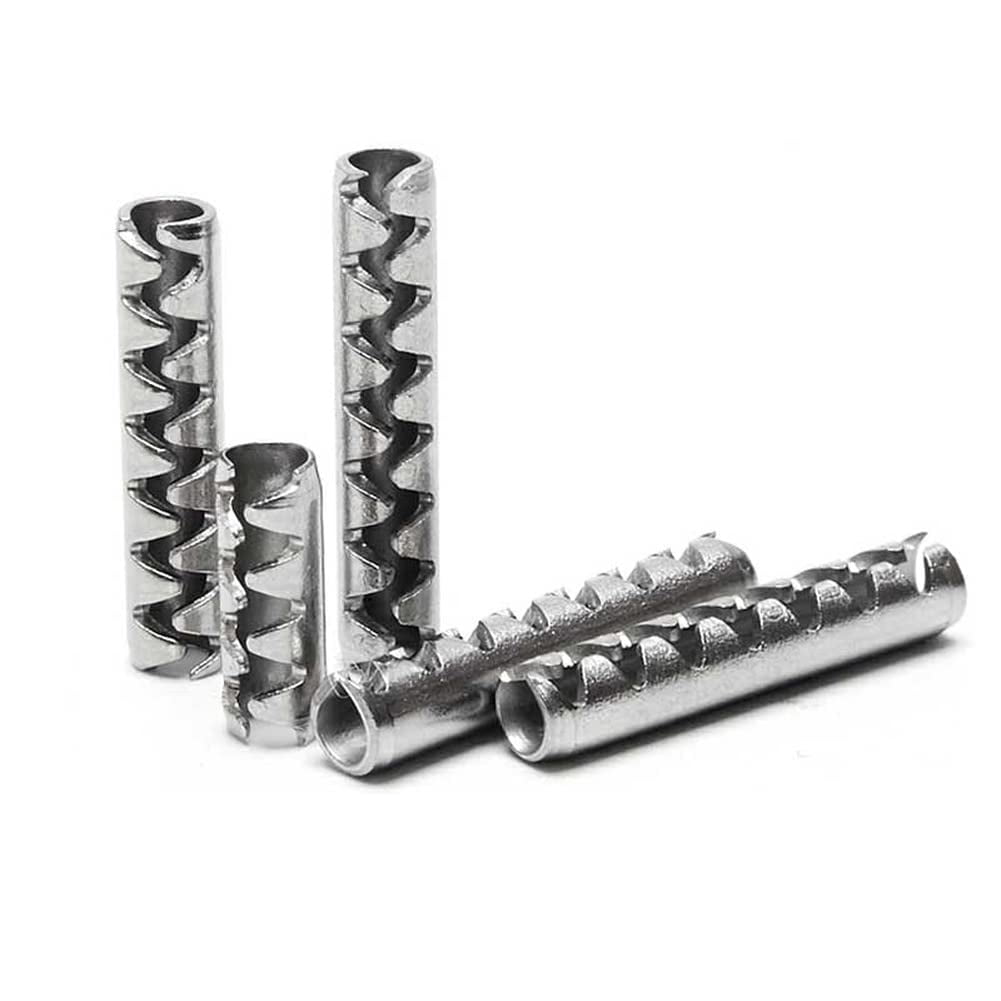 5 Pcs 304 Stainless Steel Toothed Cylindrical Corrugated Pins for Mechanical Fixtures 4x12mm.