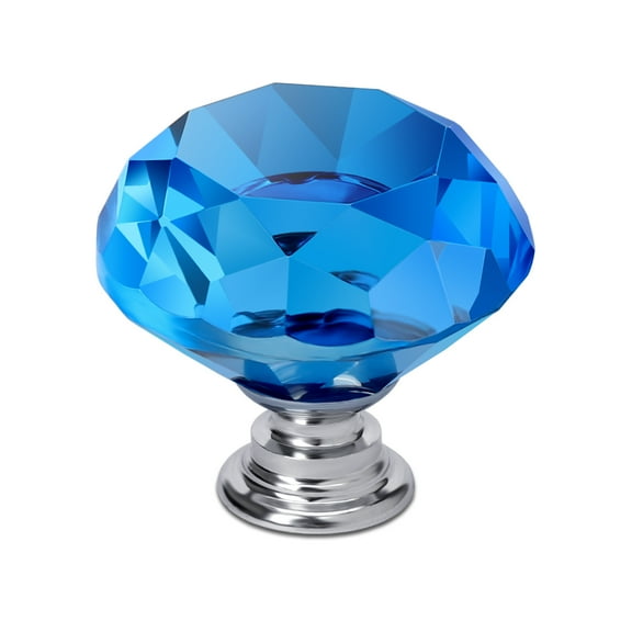 5 Pcs 30mm Diamond Shape Crystal Cabinet Pulls, Cupboard Drawer Knob, Kitchen Cabinet Door Wardrobe Handles, Furniture Hardware Handles for Kitchen, Dresser, Cupboard, Bathroom, Wardrobe(Blue)