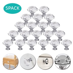 5 Pcs 30mm Diamond Shape Crystal Cabinet Pulls, Cupboard Drawer Knob, Kitchen Cabinet Door Wardrobe Handles, Furniture Hardware Handles for Kitchen, Dresser, Cupboard, Bathroom, Wardrobe(White)