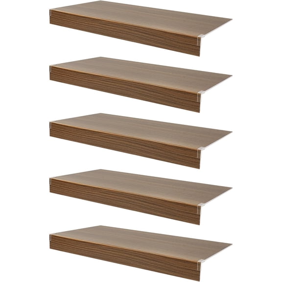 5 Pcs 33x16in Foamed PVC Wire Rack Covers for Closet Removable Pantry Shelves Covers with Practical Brackets for Bathroom Kitchen Shelving(Dark Wood)