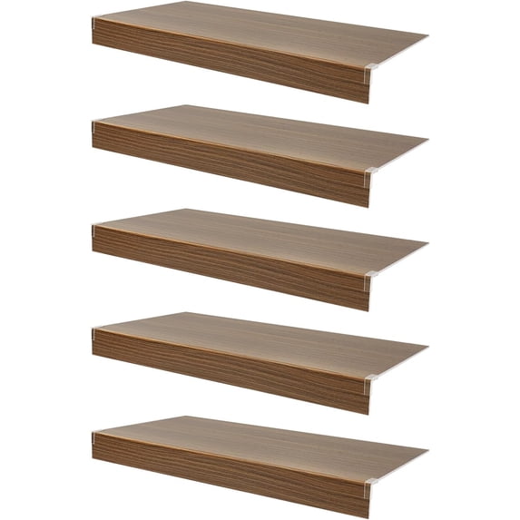 5 Pcs 33x16in Foamed PVC Wire Rack Covers for Closet Removable Pantry Shelves Covers with Practical Brackets for Bathroom Kitchen Shelving(Dark Wood)