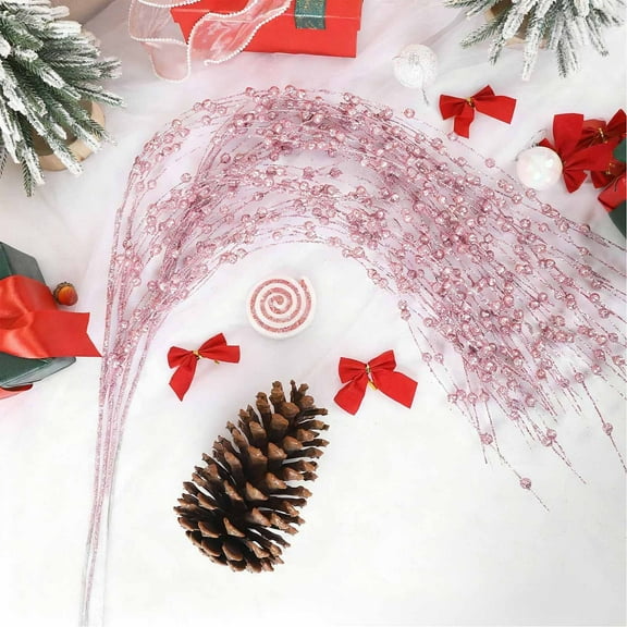 5 Pcs 39 Inch Christmas Artificial Glitter Berry Stems Decorations Decorative Bead Sticks Xmas Picks Glittery Twigs Branches for Christmas Tree Wreath Gifts Vase Home Decor Party Ornaments