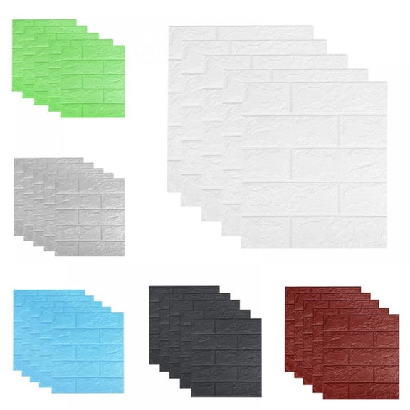 5 Pcs 3D Wallpaper Wall Panels Stick and Peel, Printable Faux Paneling Self Adhesive Waterproof 3D Wallpaper Stick and Peel for Bedroom, Bathroom, Kitchen, Fireplace