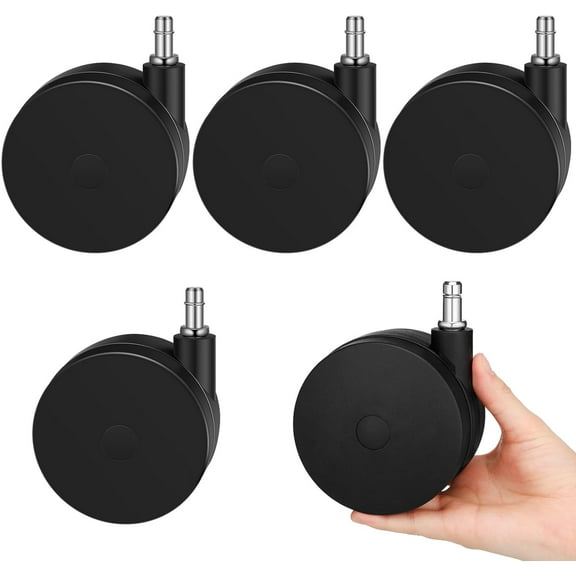 5 Pcs 4'' Extra Large Chair Wheels for Carpet Heavy Duty Office Twin Casters Replacement 7/16 x 7/8 Grip Ring Furniture Hardwood Floor Computer Desk Safe Rotating Wheels(Black) Black