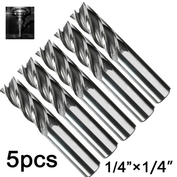 5 Pcs 4 Flute End Mill Cutter Flutes Coated End Mills For CNC Milling Machine 1/4*1/4 20mm HSS Professional Hand Tool Accessorie