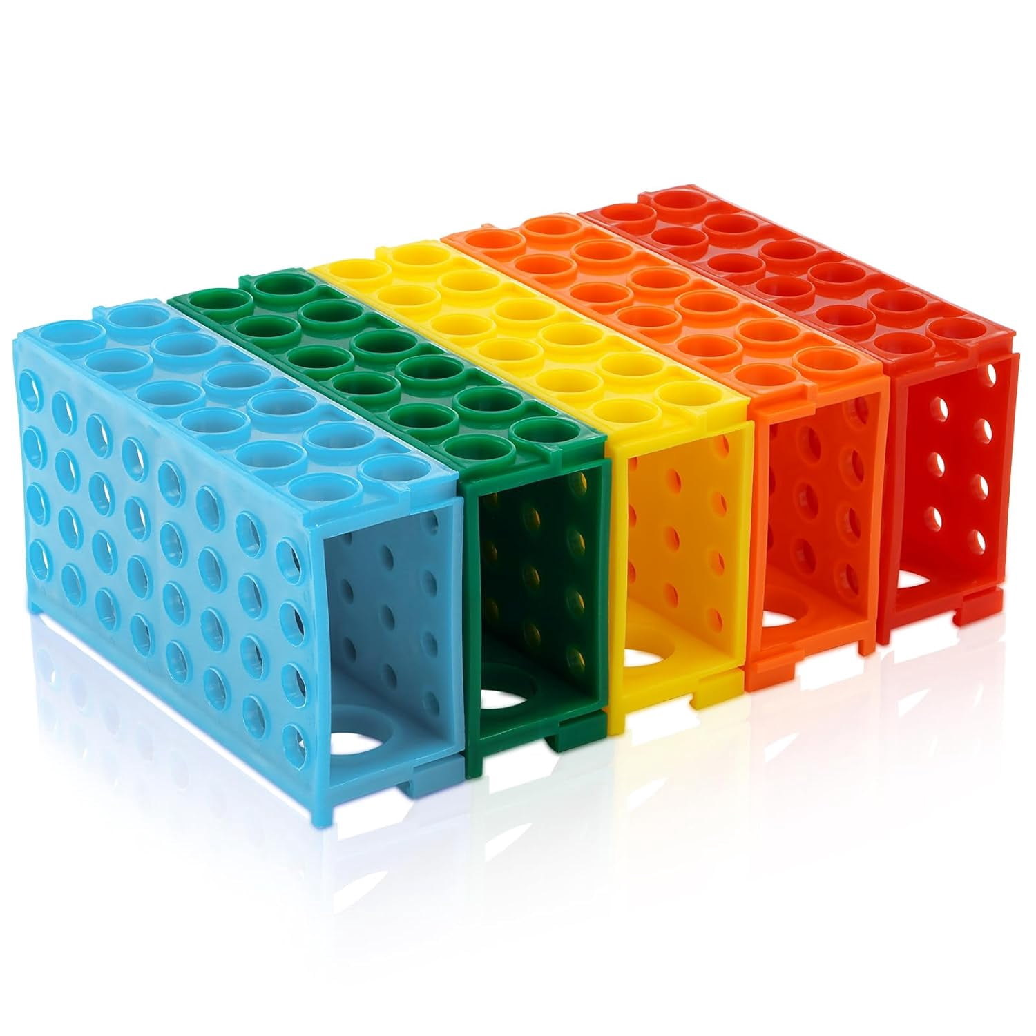 5 Pcs 4 Way Plastic Tube Rack, Colorful Lab Tube Racks, Tube Holder ...