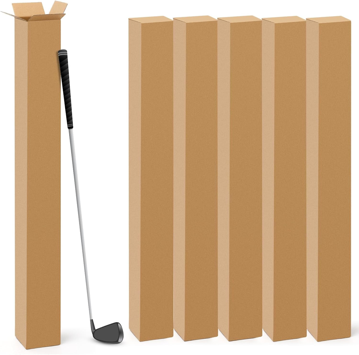 5 Pcs 4 x 4 x 48 Inch Golf Club Shipping Boxes 4L x 4W x 48H Tall