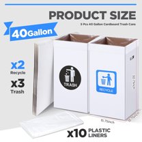 5 Pcs 40 Gallon Corrugated Cardboard Trash Cans with Trash and Recycle Letters for Party Camping Outdoor Events