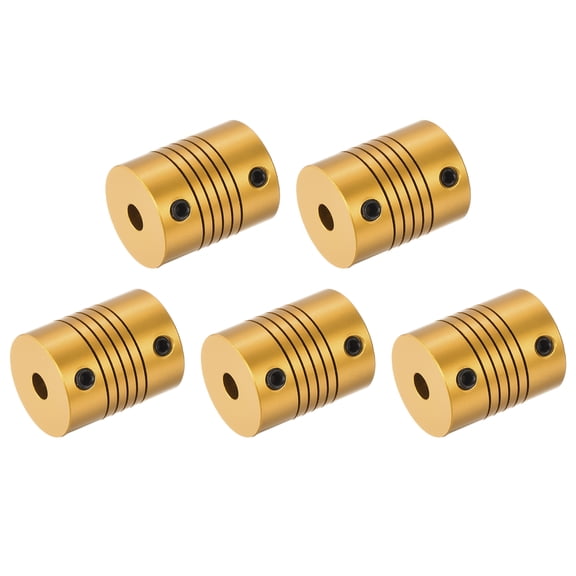 5 Pcs 4mm to 5mm Aluminum Alloy Shaft Coupling L25xD20 Flexible Coupler for Encoders and Motors,Golden