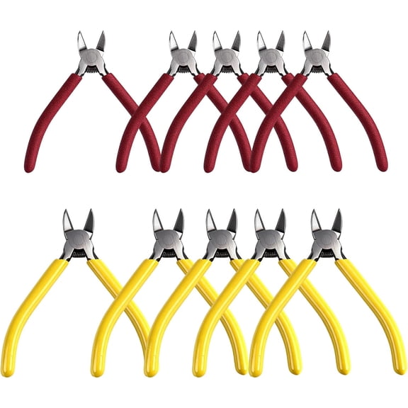 5 Pcs 5" & 5 Pcs 6" Precision Wire Cutters Spring Loaded Flush Cutters Sharp Side Cutter Clippers Diagonal Cutting Pliers for Jewelry Making, Crafts, Electronics, Zip Ties