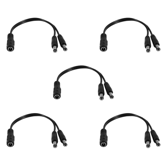 5 Pcs 5.5x2.1mm 1 to 2 M/F DC Power Splitter Cable for Security CCTV Camera Plastic Black,5 x DC 1 Female to 2 Male Power Splitter Cable